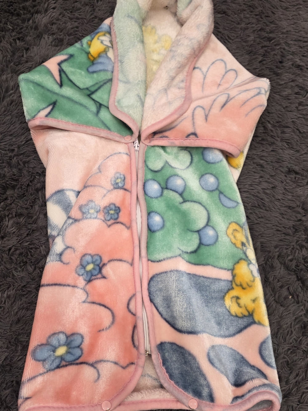 Cozy Pastel Floral Hooded Fuzzy Vest